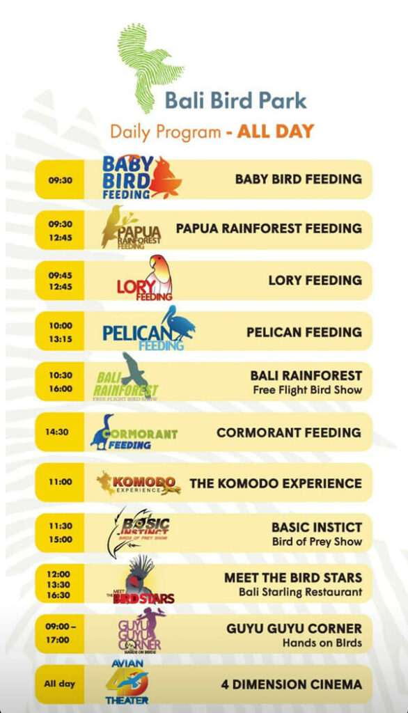 Jadwal Show Bali Bird Park