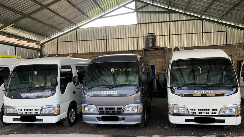 Minibus ELF 14 seat di Bali – cocok untuk jalan sempit dan rombongan kecil.
