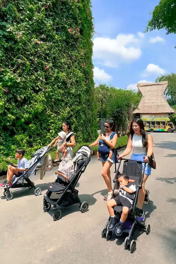 Akses stroller Bali Zoo untuk balita: jalur lebar (contoh suasana)