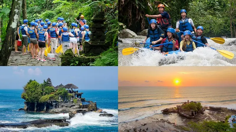 Kolase paket Ayung Rafting + Tanah Lot 1 hari private (rafting & sunset)