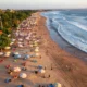 Wisata Kuta Bali dengan suasana Pantai Kuta dari udara